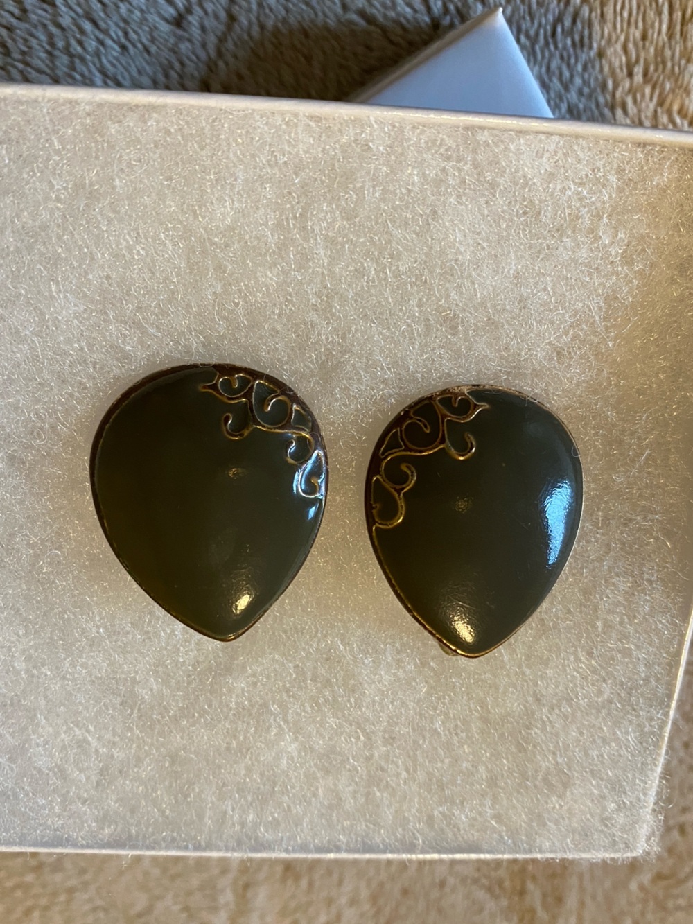 Dark Gray Teardrop Clip-On Earrings - Unbranded